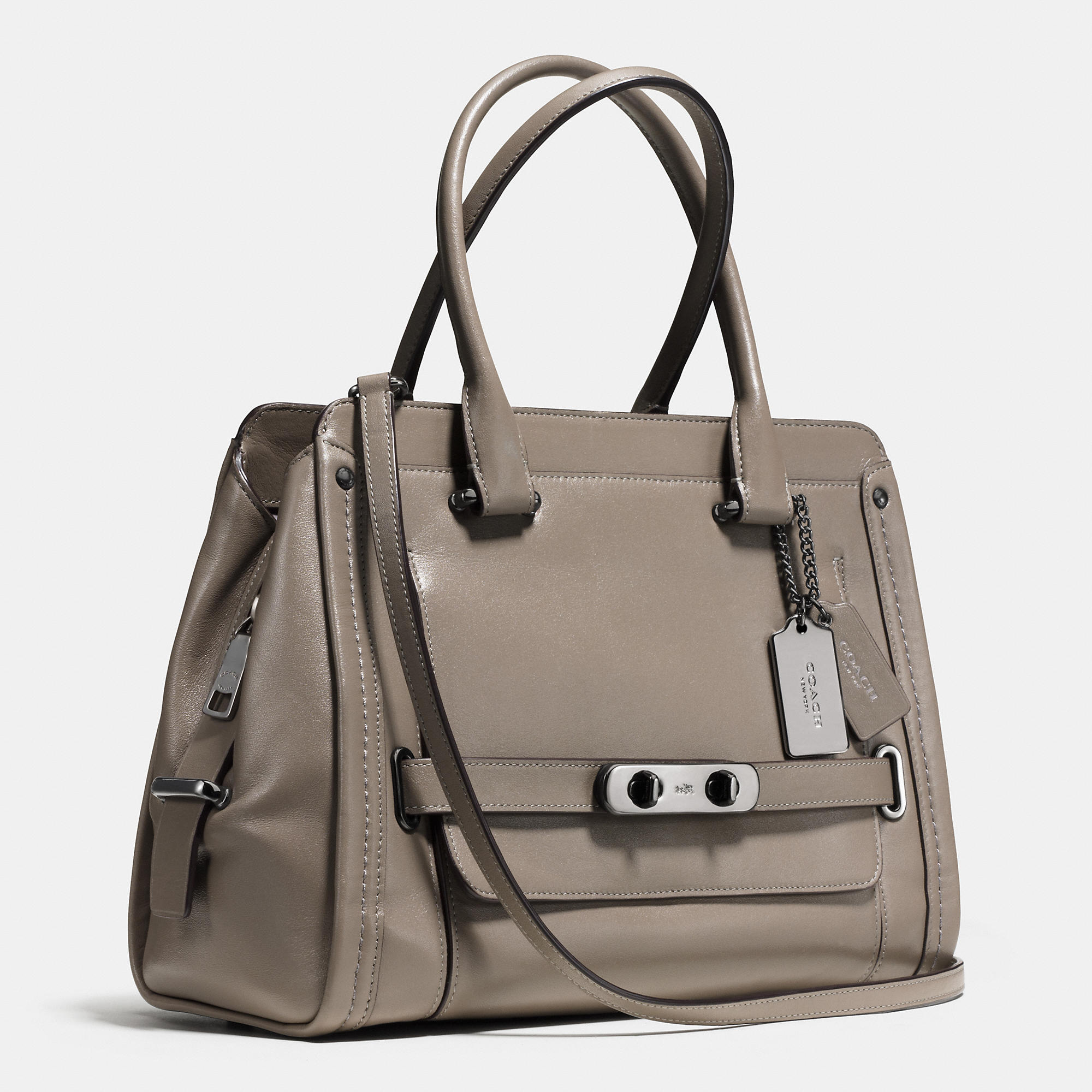 New Leather Coach Swagger Frame Satchel In Calf Leather | Women